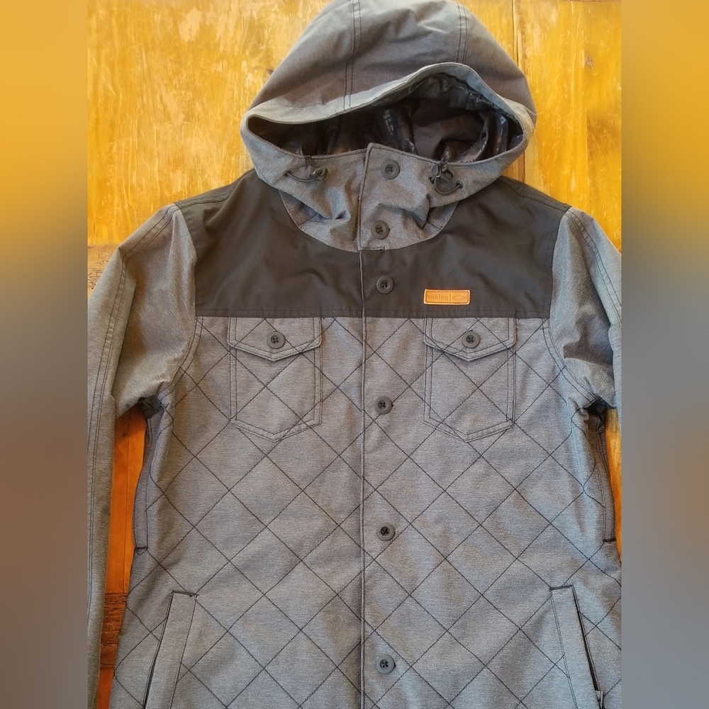 Men's Quilted Hooded Jacket - Gray/Black
